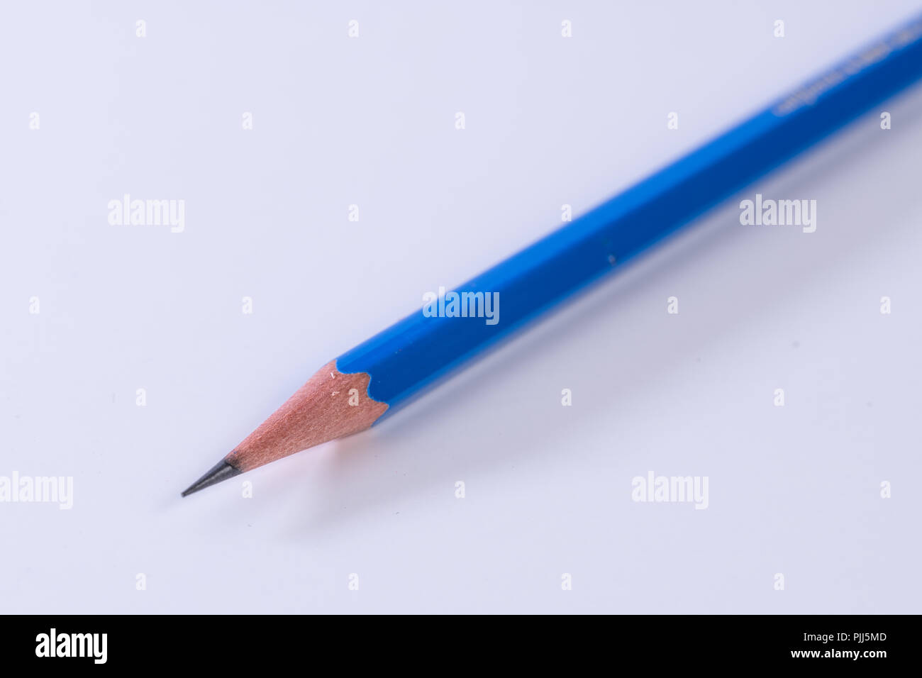 Single isolated bluelead graphite pencil with a white background Stock Photo