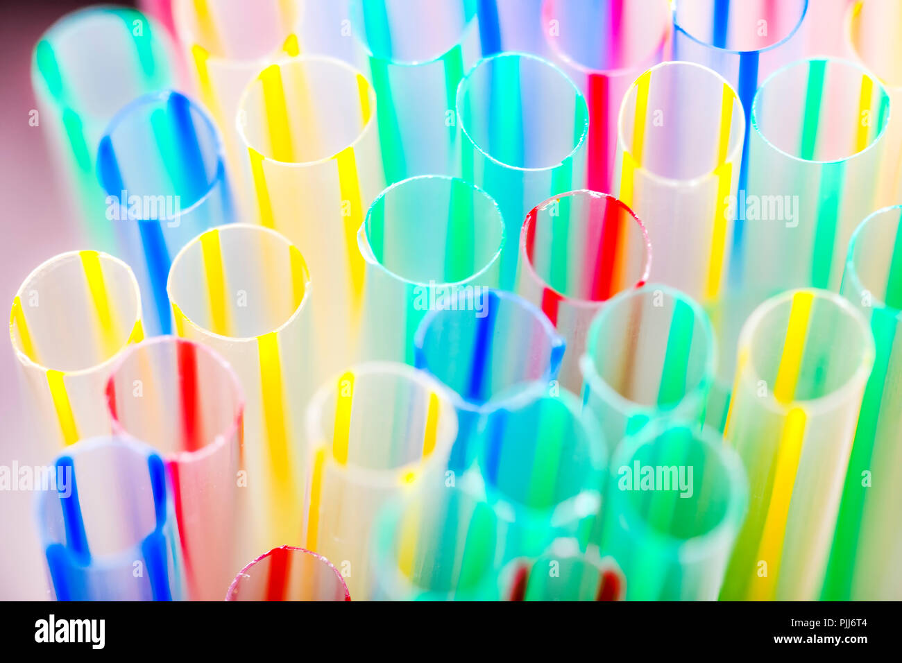 Drinking straws of plastic, Trinkhalme aus Kunststoff Stock Photo