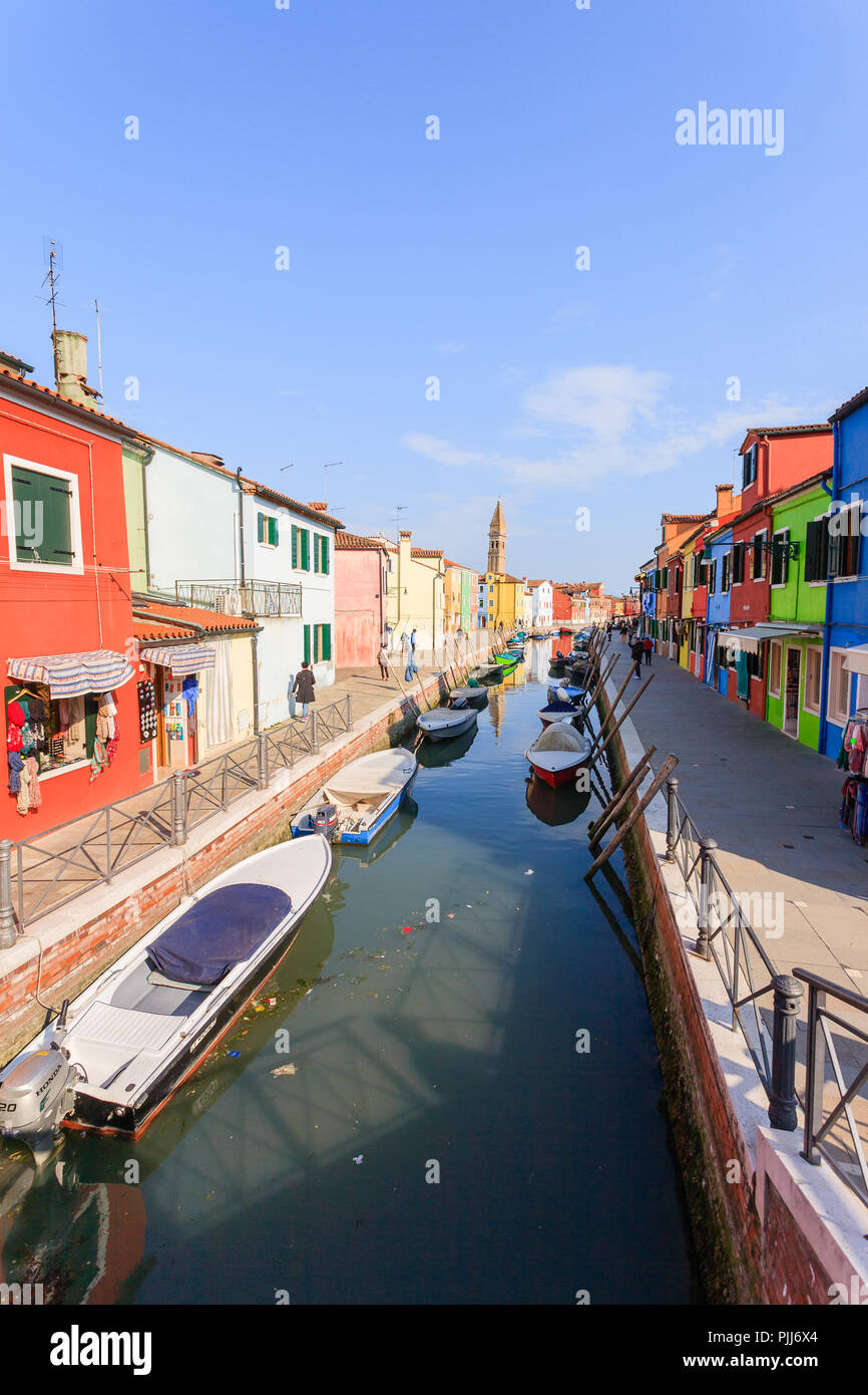 Colored houses view. Burano island, Venice. Traditional italian landscape. Stock Photo