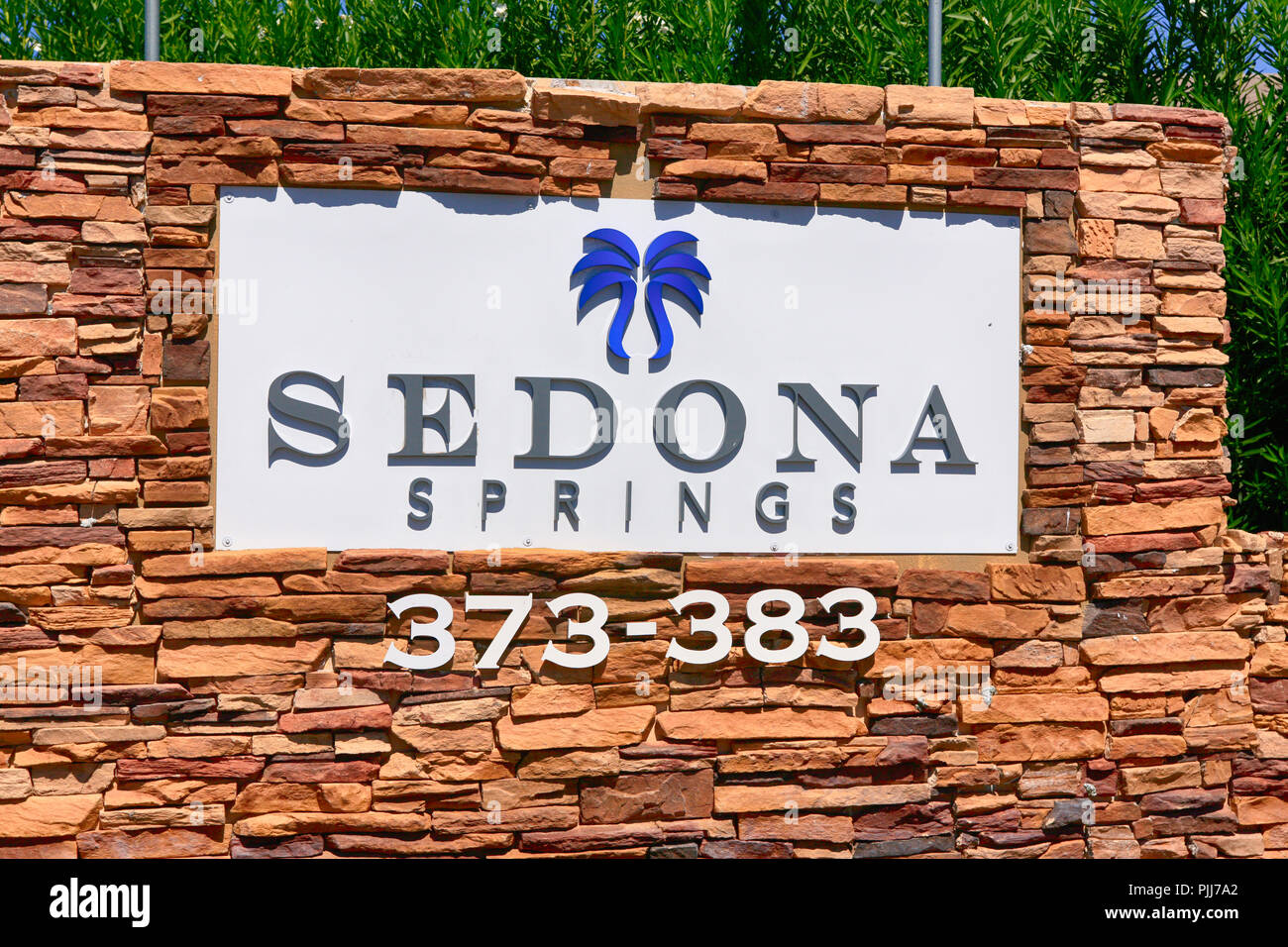 Sedona Springs gated community housing entrance sign in Tucson, AZ Stock Photo