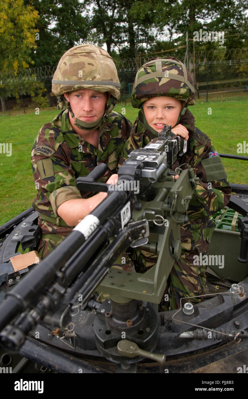 Deryn Blackwell (11) spends a dream day with the Royal Marines Commando, at their training centre in Lymstone, Devon. Stock Photo