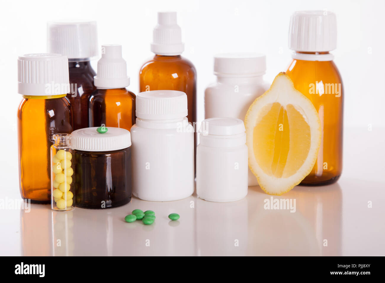 Plastic bottles with medicine Stock Photo Alamy