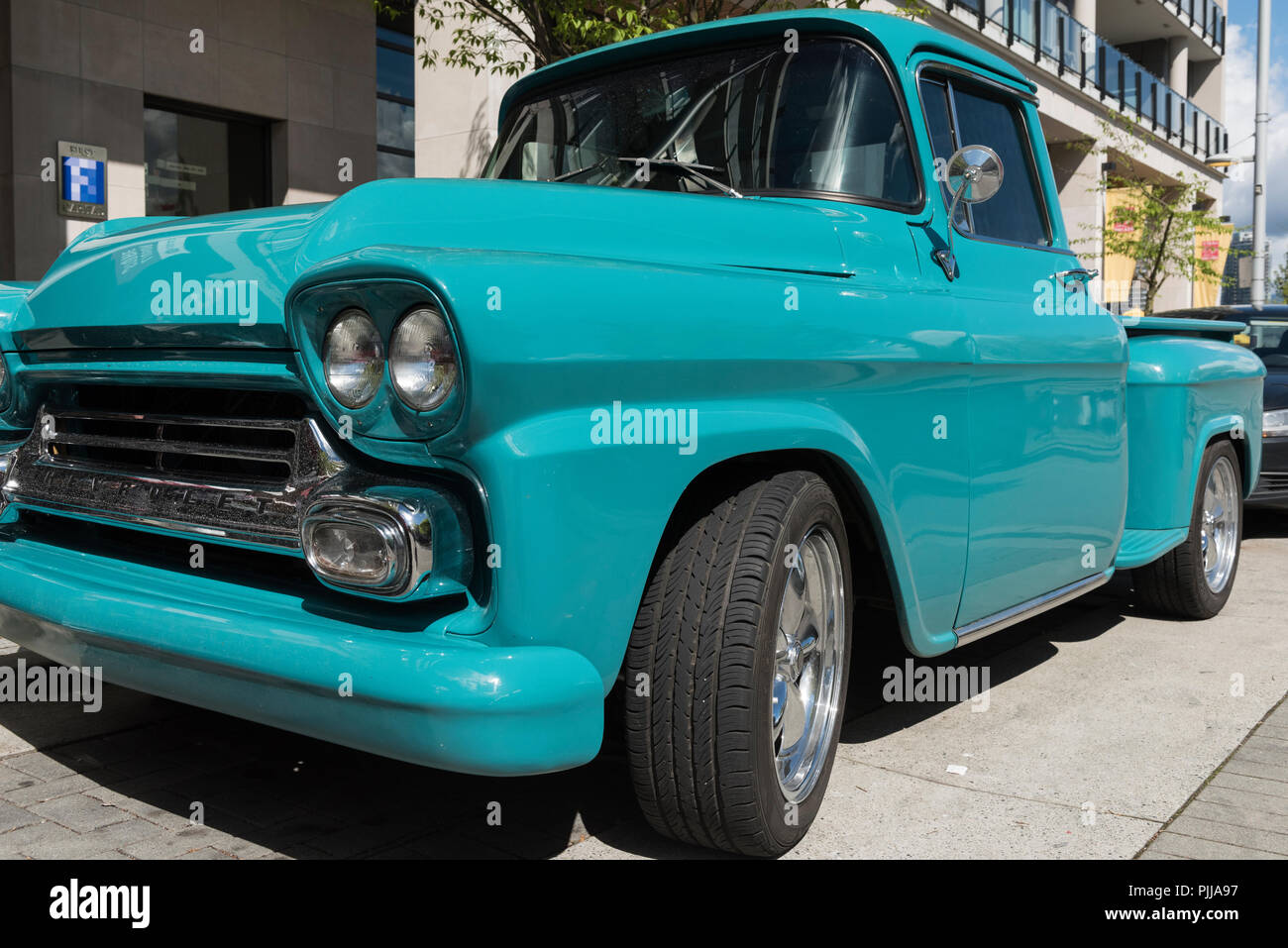 Classic 1958 Chevrolet Apache side step pick up truck. Stock Photo