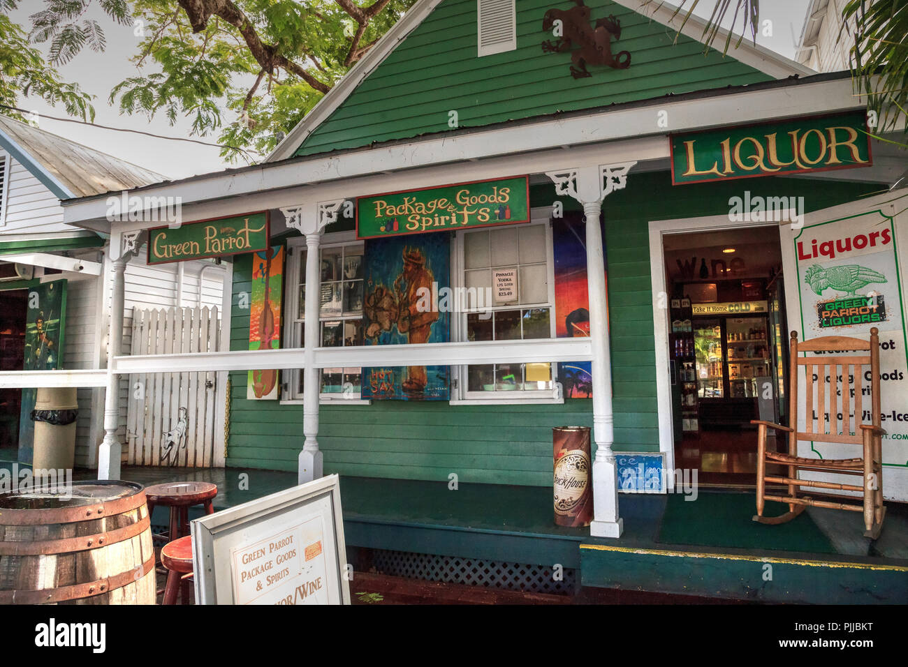 Key West, Florida, Usa - September 1, 2018: Green Parrot In Old Town Key  West, Florida. For Editorial Use Stock Photo - Alamy