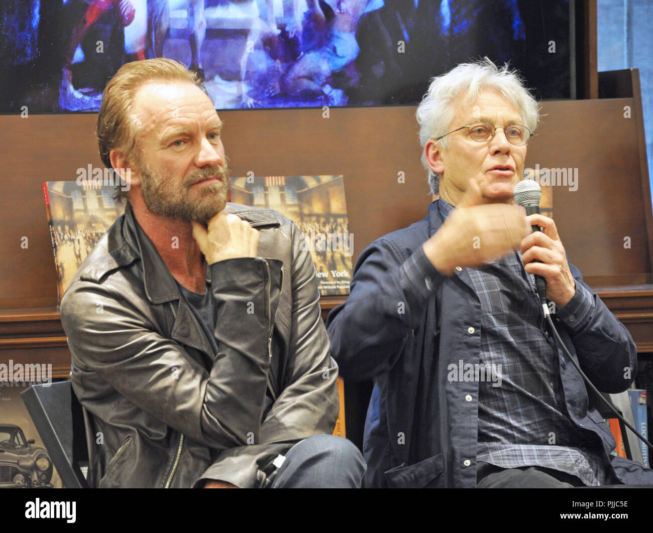 New York, NY. Sting joins his friend Bill Jacklin for his book signing at Rizzoli store downtown Manhattan. May 24, 2016. @ Veronica Bruno / Alamy Stock Photo