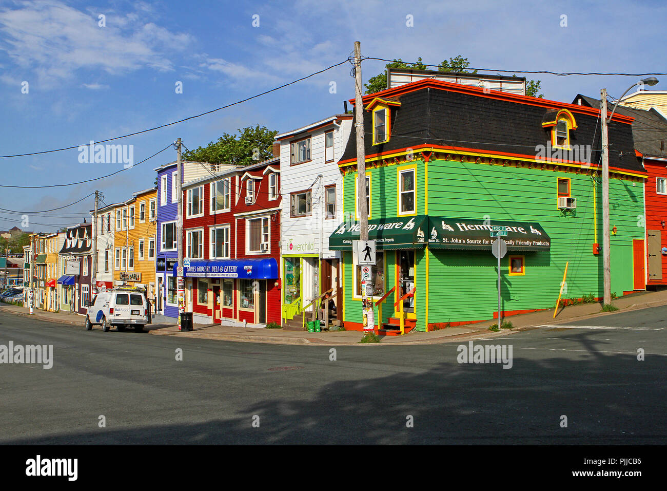 Colourful condos and office buildings in downtown St. John's, Newfoundland, Canada Stock Photo