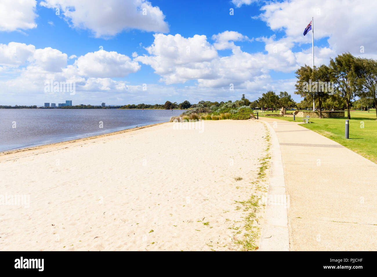 Sir James Mitchell Park beaches along the foreshore of the Swan River in the City of South Perth, Western Australia Stock Photo