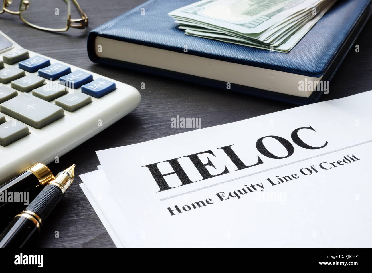 Home equity line of credit HELOC documents. Stock Photo