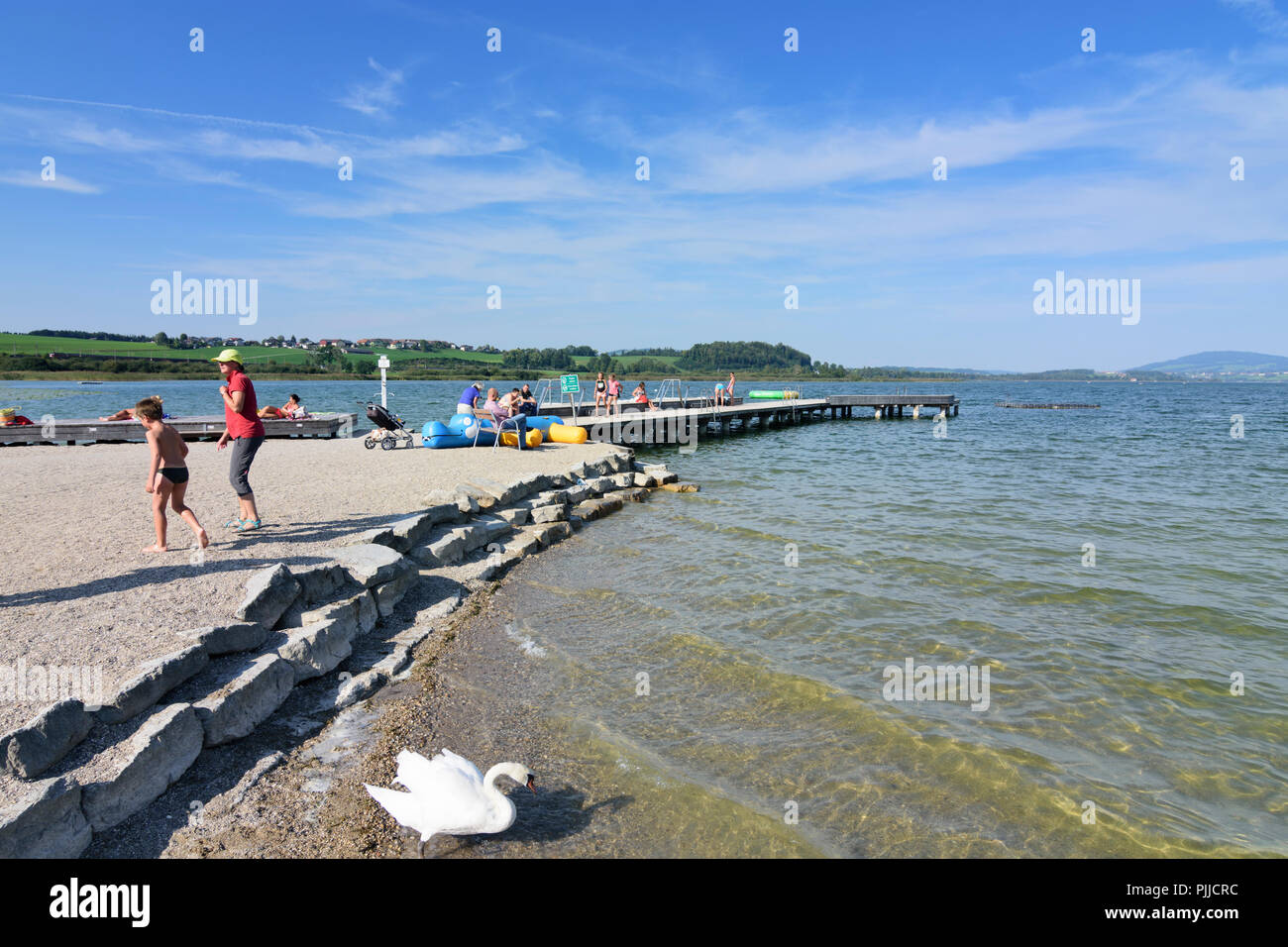 Seekirchen am Wallersee lake Wallersee, lido bathing beach Strandbad