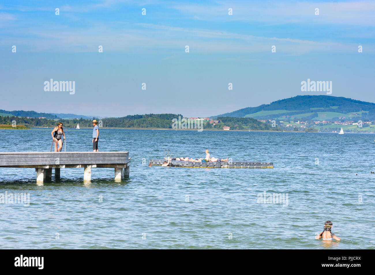 Seekirchen am Wallersee lake Wallersee, lido bathing beach Strandbad