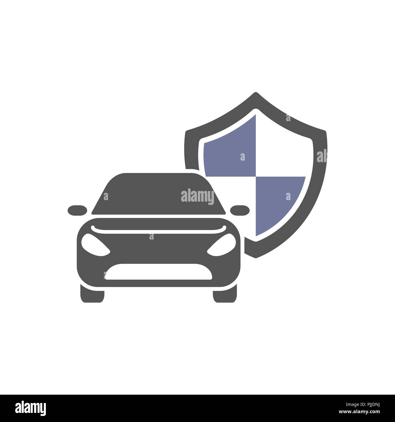 Protect car guard shield. Safety badge vehicle icon. Privacy automobile banner shield. Security auto label. Defense motor car. Defense safeguard shield motor vehicle. Car alarm system. Stock Vector