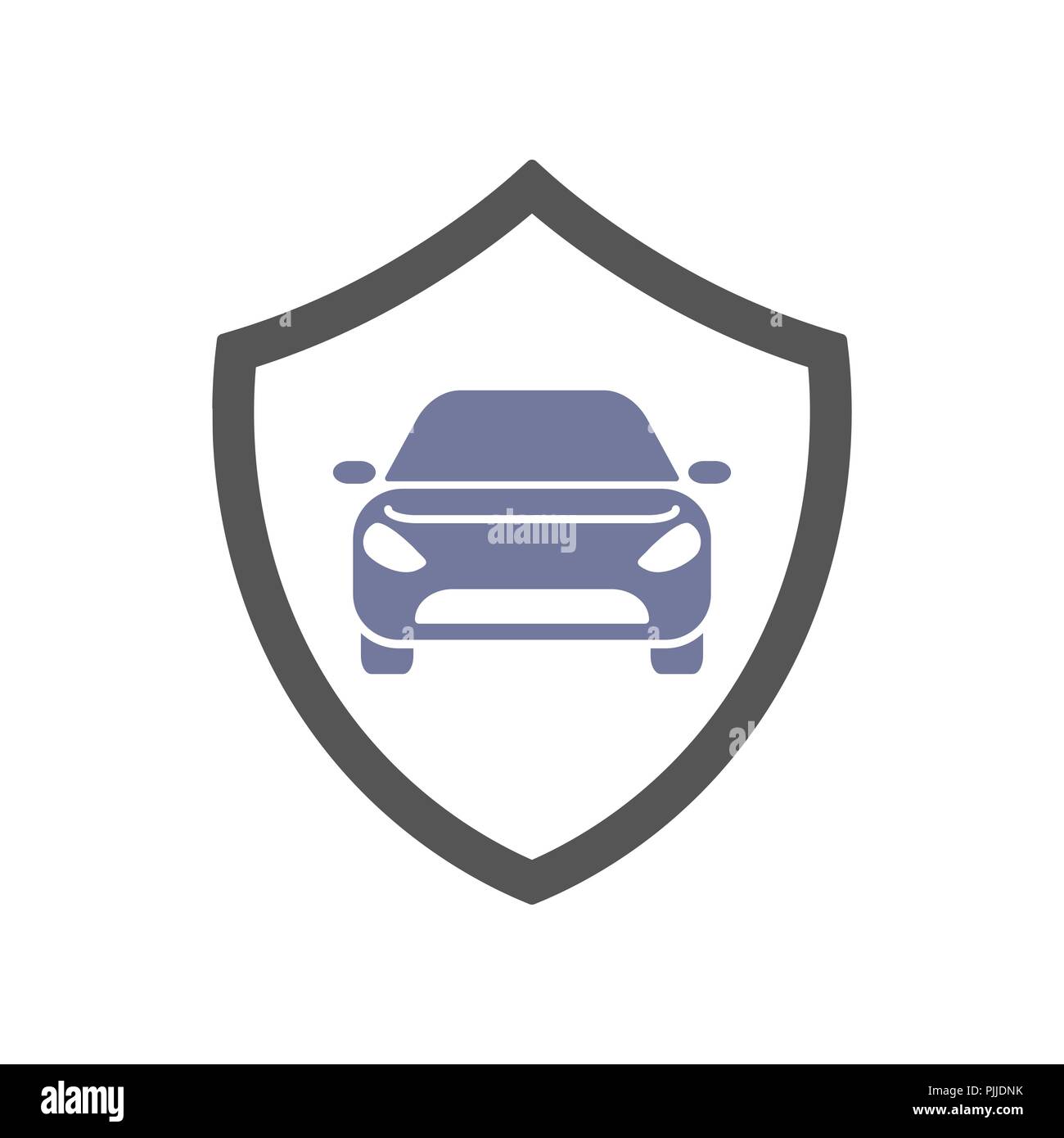 Protect car guard shield. Safety badge vehicle icon. Privacy automobile banner shield. Security auto label. Defense motor car. Defense safeguard shield motor vehicle. Car alarm system. Stock Vector