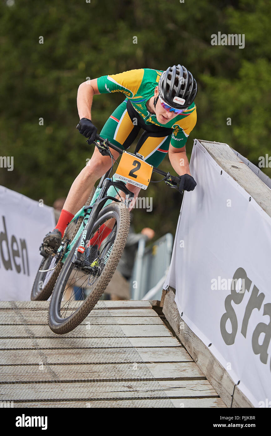 Lenzerheide, Switzerland. 7th September 2018. Alan Hatherly during the UCI  2018 Mountain Bike World Championships Men U23 Cross Country Olympic XCO in  Lenzerheide Stock Photo - Alamy