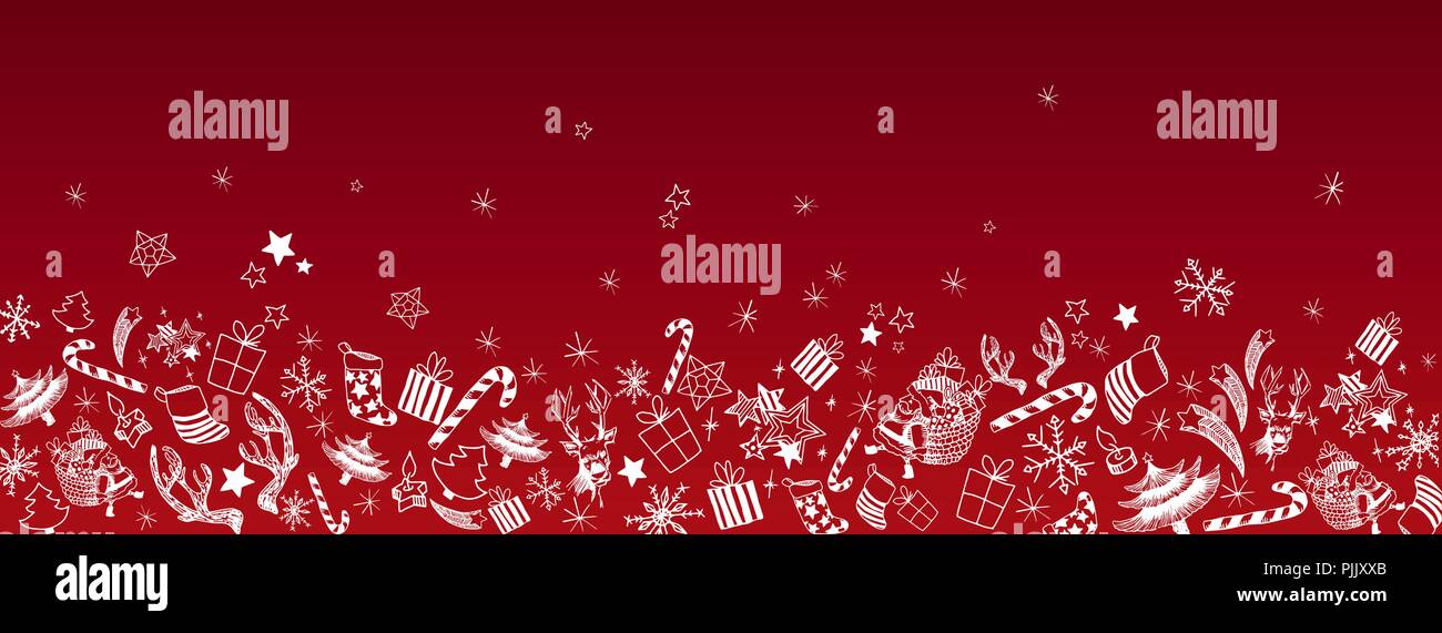 Sweet christmas doodles full vector large banner Stock Vector Image ...