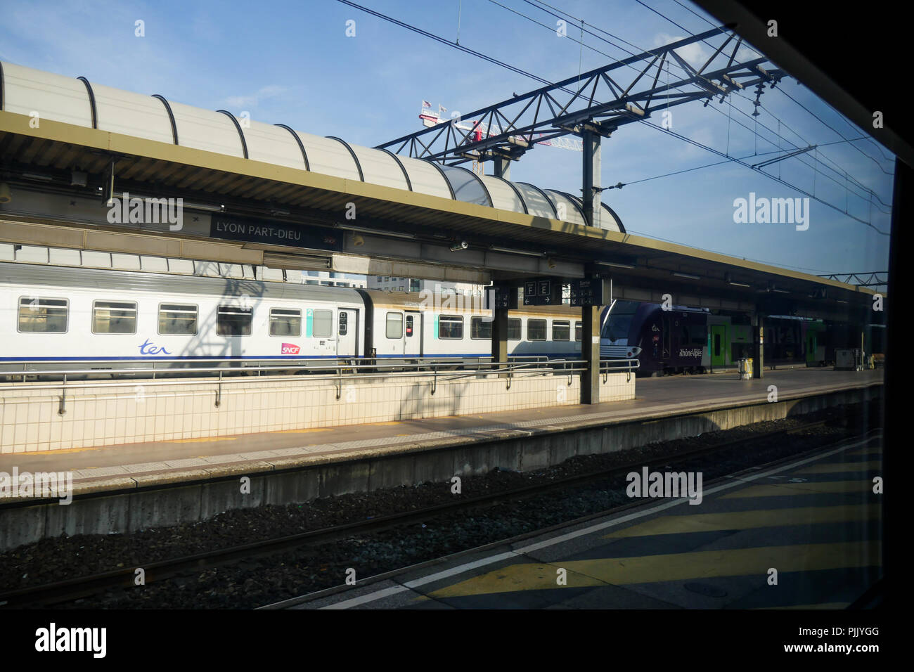 Travelling by train, PartDieu Railway station, Lyon, France Stock