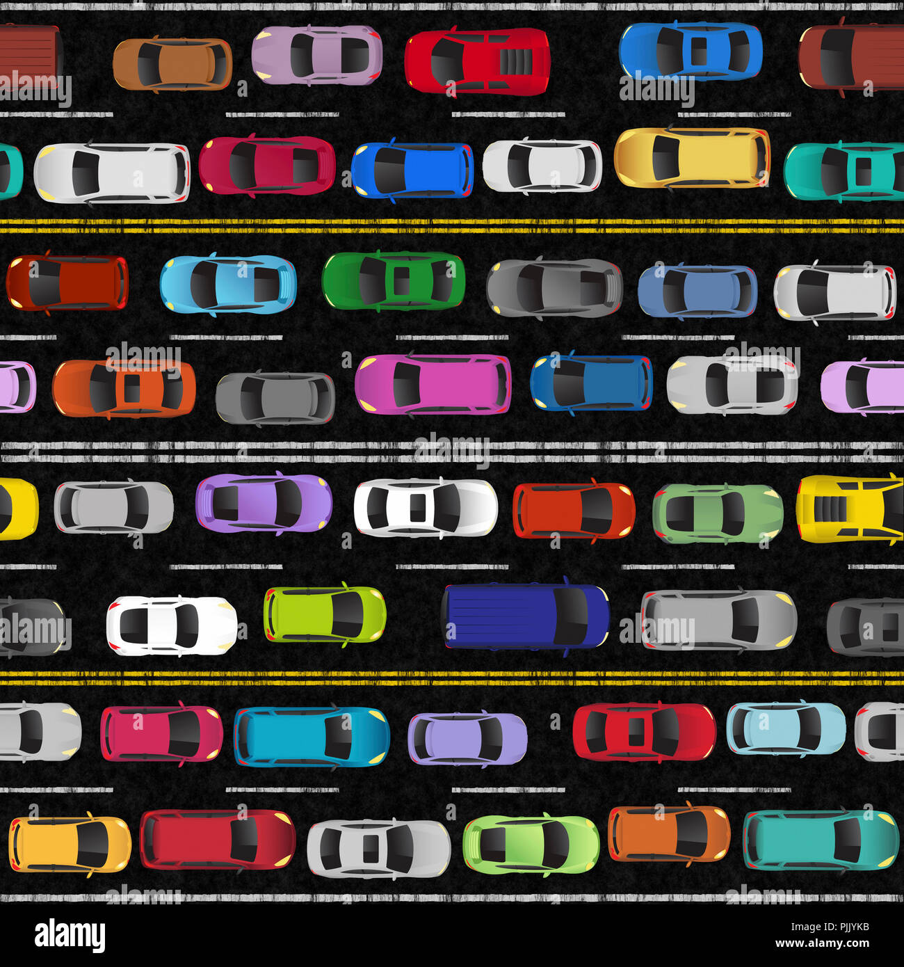 Heavy Traffic Seamless Pattern Illustration Stock Photo