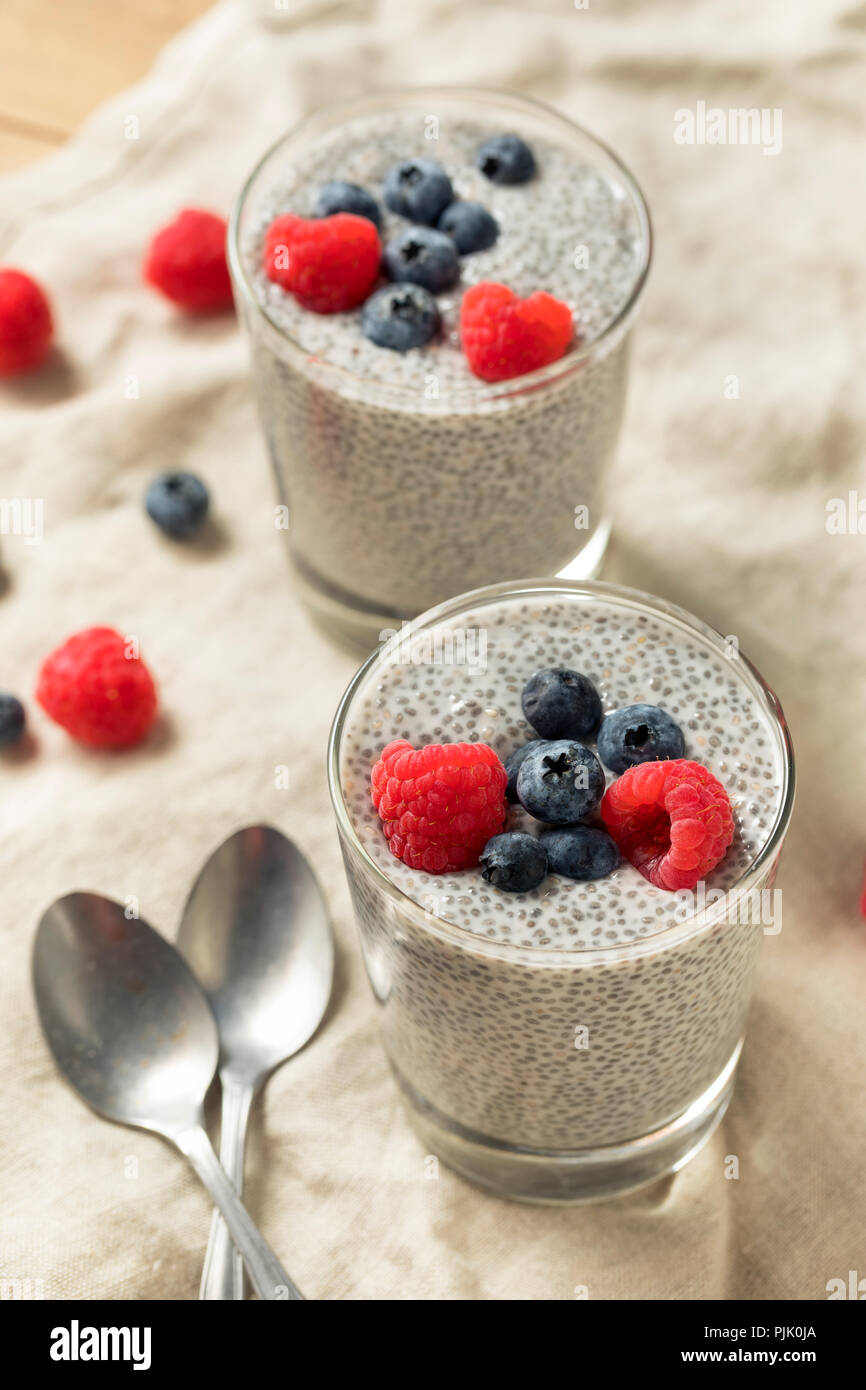 Homemade Sweet Chia Seed Pudding with Berries Stock Photo Alamy
