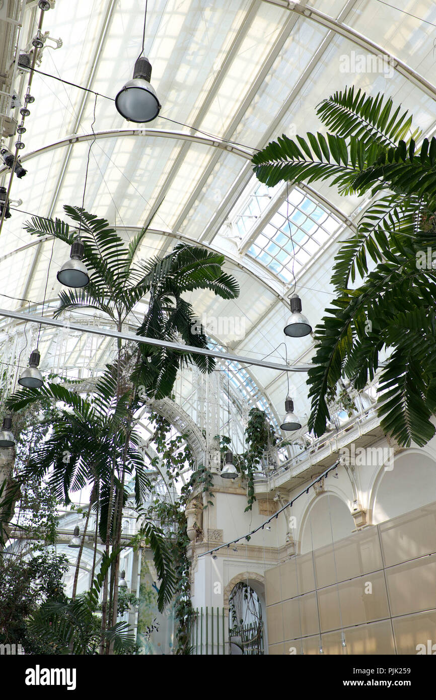 The palm house in the castle garden, partly used by a gastronomic enterprise, Vienna, Innere Stadt, Austria Stock Photo