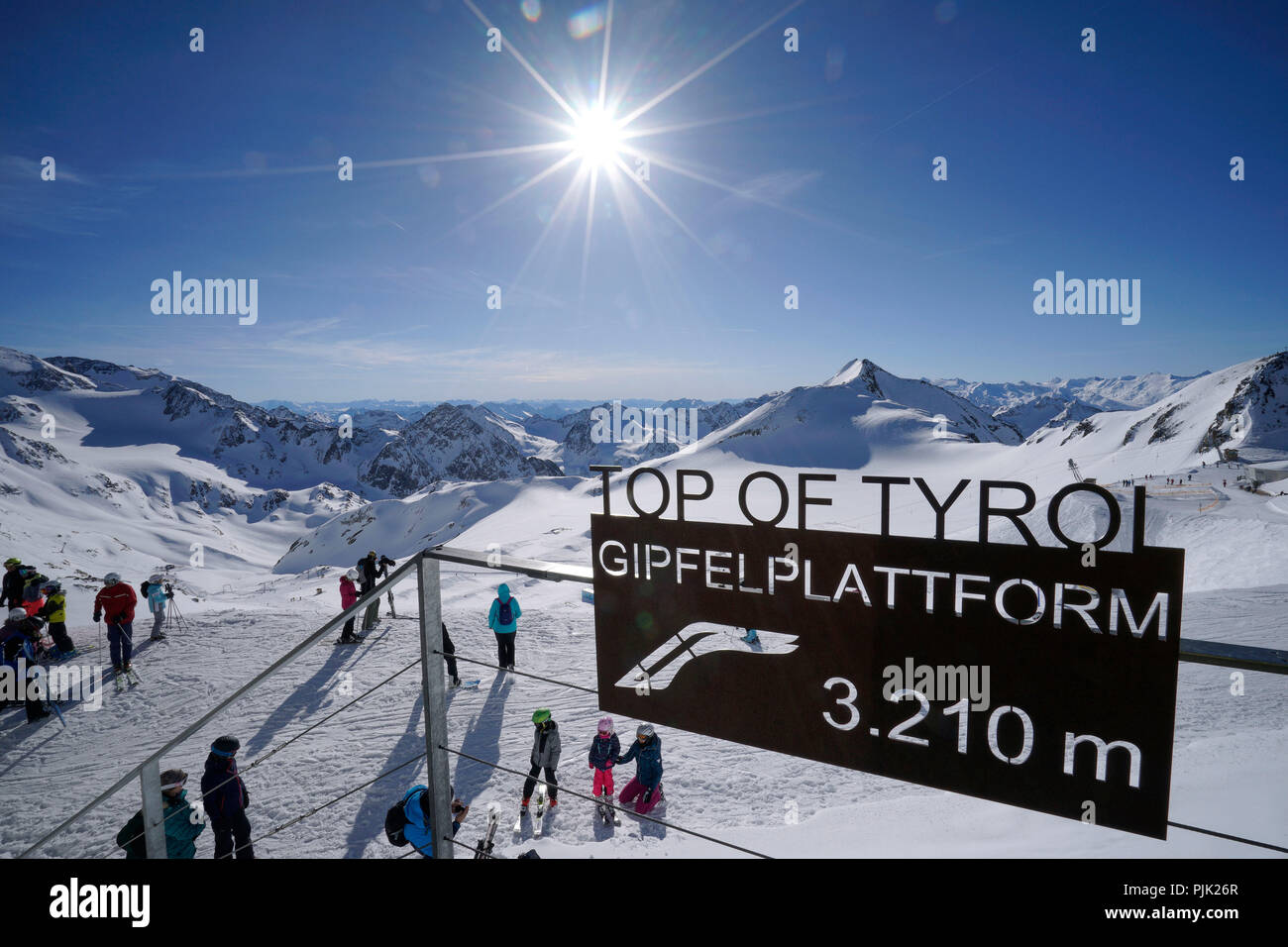 Austria, Tyrol, Stubaital, Neustift, Stubai Glacier, summit platform Top of Tyrol, 3210m Stock Photo