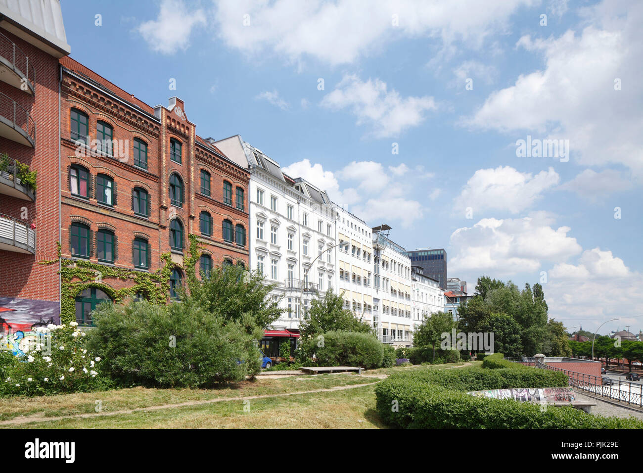 Old house facades, Hafenstraße, St. Pauli, Hamburg, Germany, Europe Stock Photo