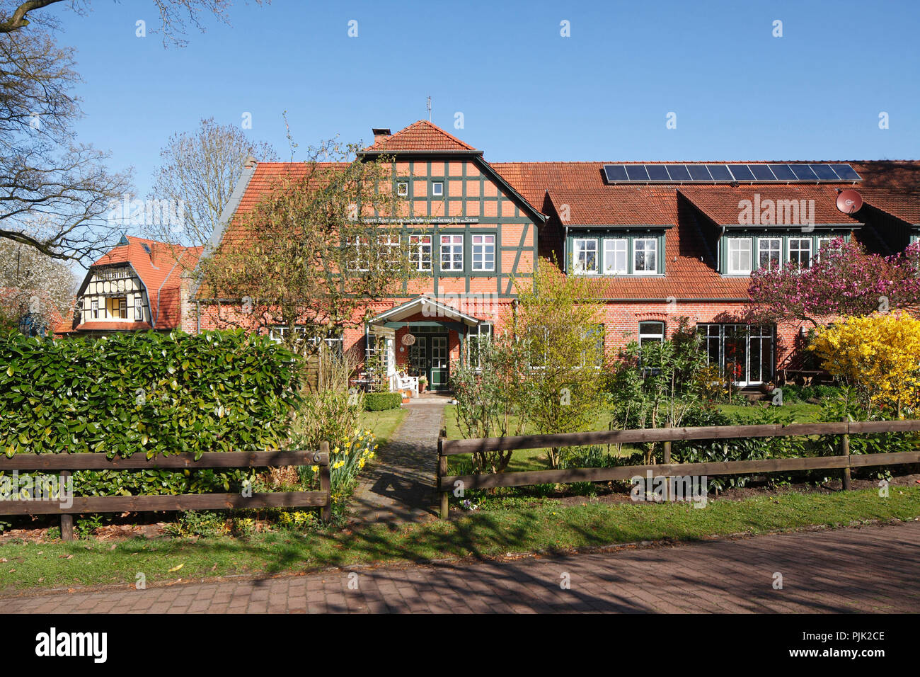 Germany Lower Saxony Fischerhude Half Timbered House With