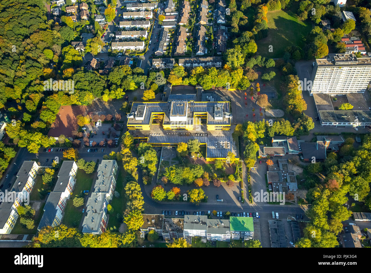 Aerial photo, Gesamtschule Rentfort, Gladbeck, Ruhr area, North Rhine-Westphalia, Germany Stock Photo