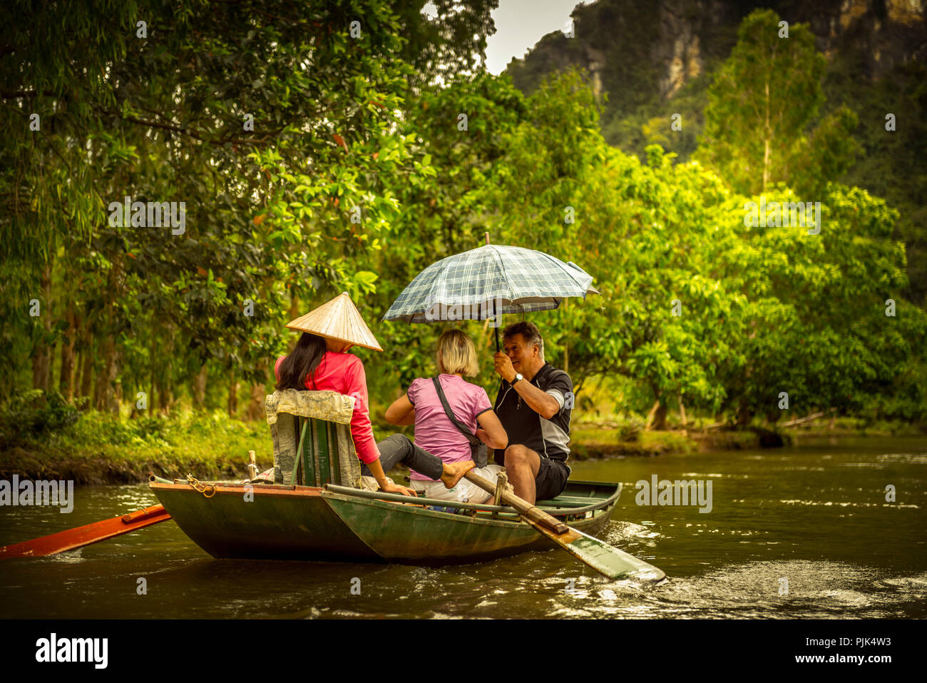 Asia, Vietnam, Ninh Binh Province, Halong Bay, dry, dry Halong Bay, boat, boat tour Stock Photo