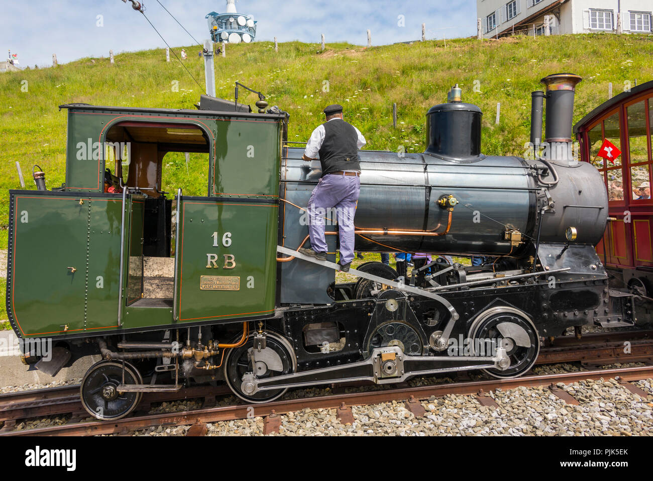Steam locomotive Vitznau-Rigi-Bahn, near Lucerne, Lake Lucerne, Canton  Lucerne, Switzerland Stock Photo - Alamy