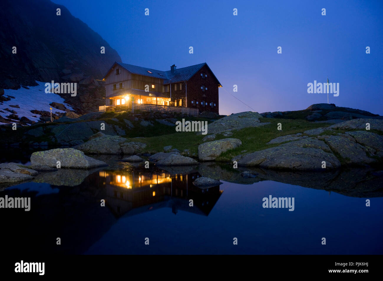 Bremer hut, Stubai Alps, Tyrol, Austria. Stock Photo