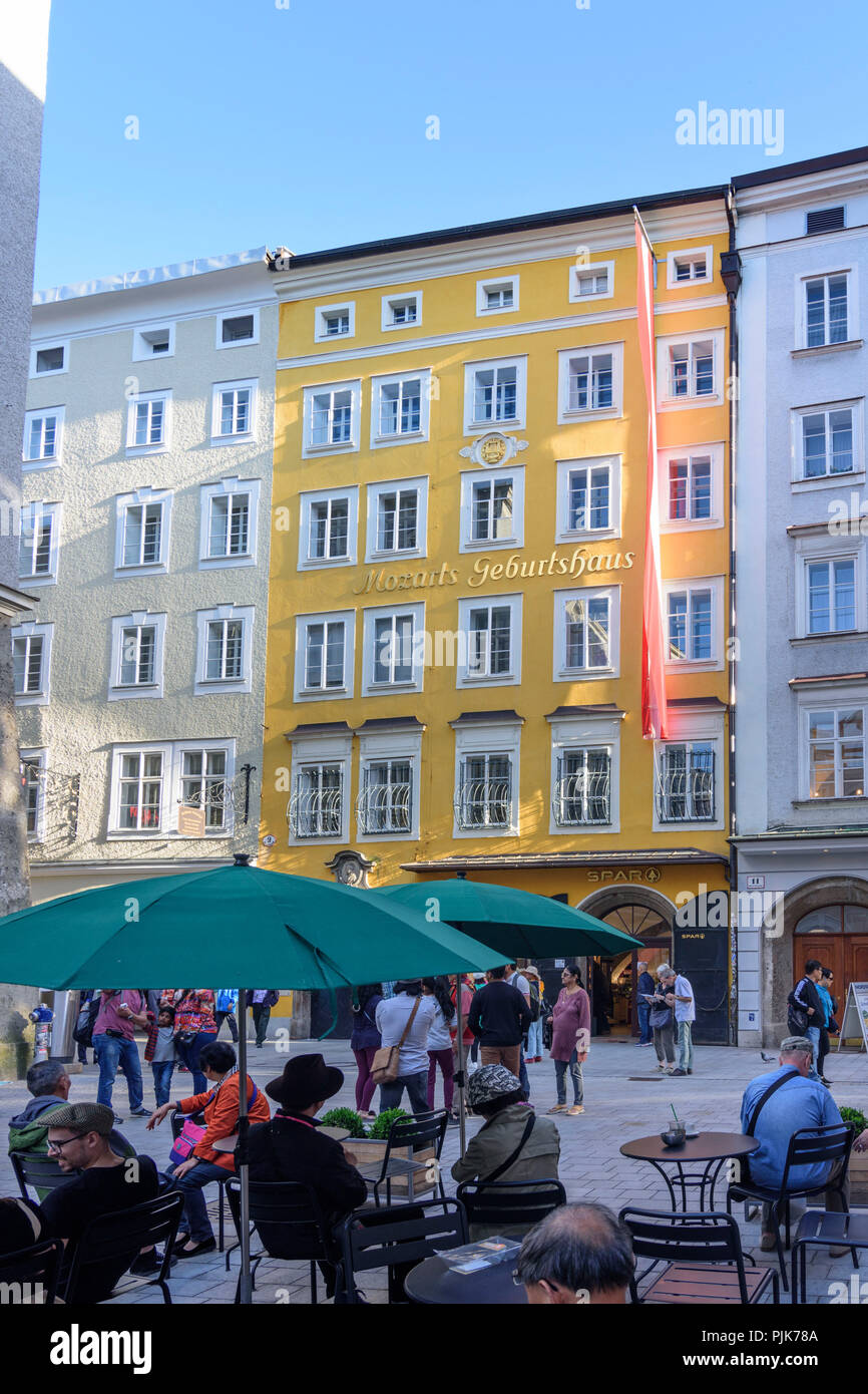 Salzburg, Mozart's birthplace house at Getreidegasse 9 in Austria