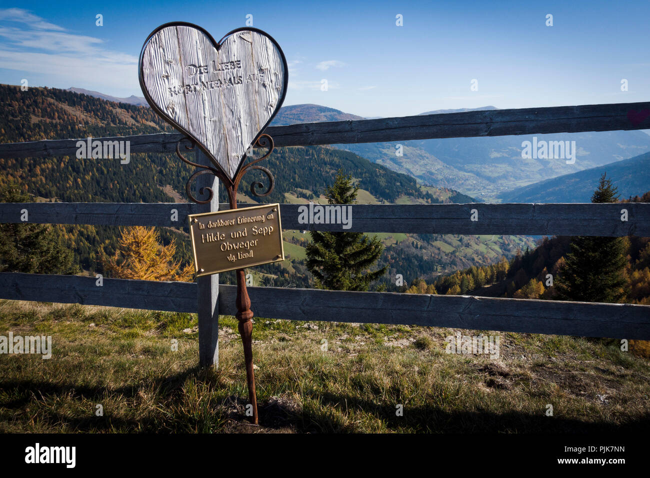 Commemorative plaque on mountain, Carinthia, Austria Stock Photo