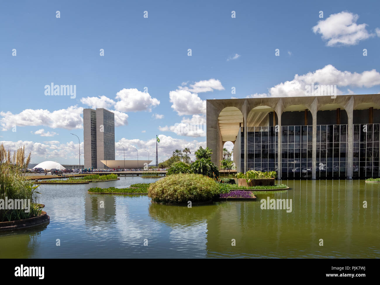 Itamaraty Palace and National Congress - Brasilia, Distrito Federal, Brazil Stock Photo