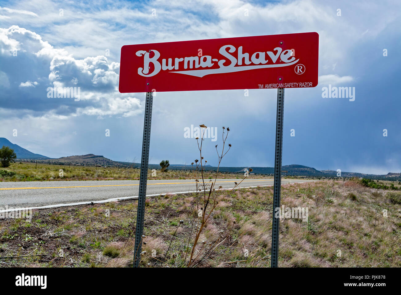 Arizona, Route 66, Burma-Shave roadside advertising sign Stock Photo