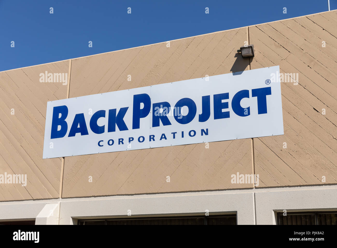 BackProject Corporation, sign on building, Sunnyvale, California Stock Photo