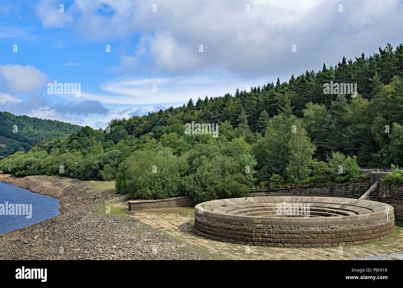 Capturing the impact of the hottest summer on record (2018) on the Lady Bower reservoir, Derbyshire. Stock Photo