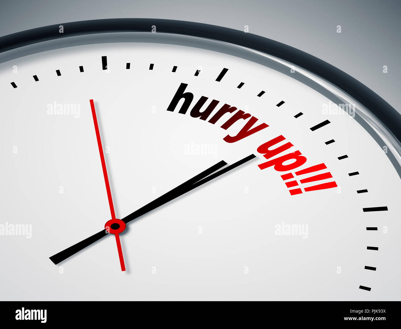 An image of a nice clock with hurry up Stock Photo