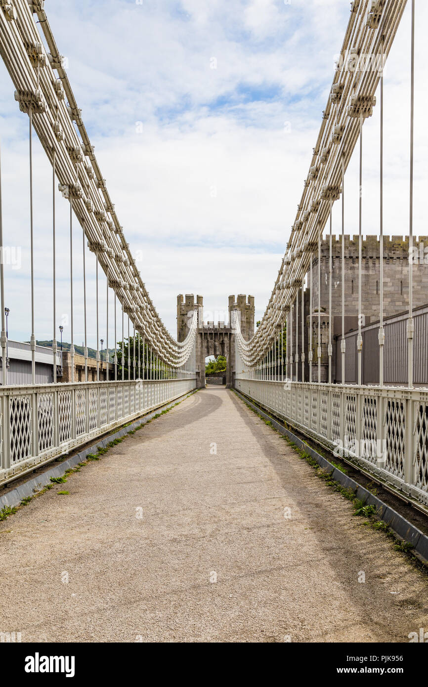 Conwy Castle and Conwy Suspension Bridge, Wales UK Stock Photo Alamy