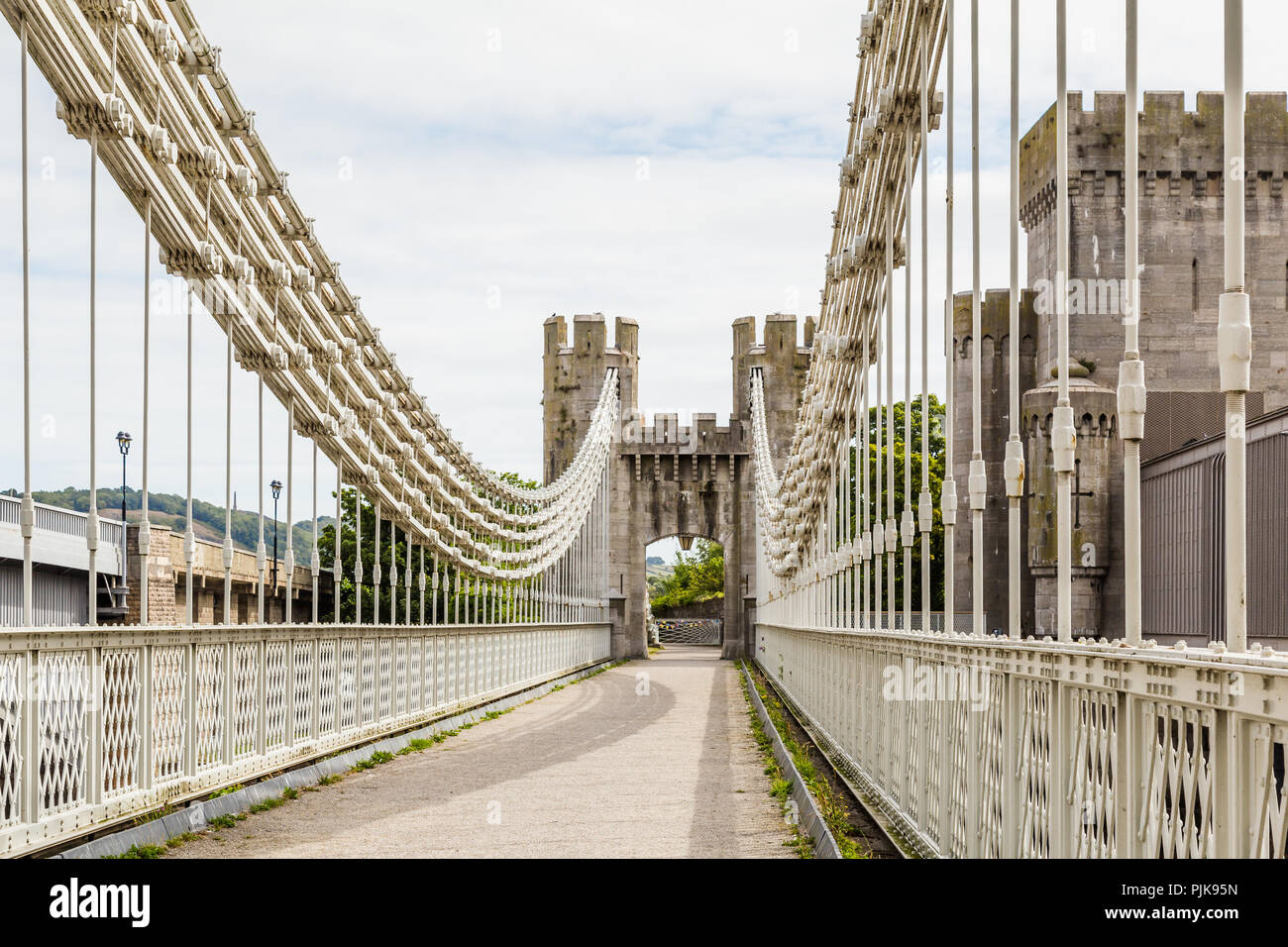 Conwy Castle and Conwy Suspension Bridge, Wales UK Stock Photo Alamy