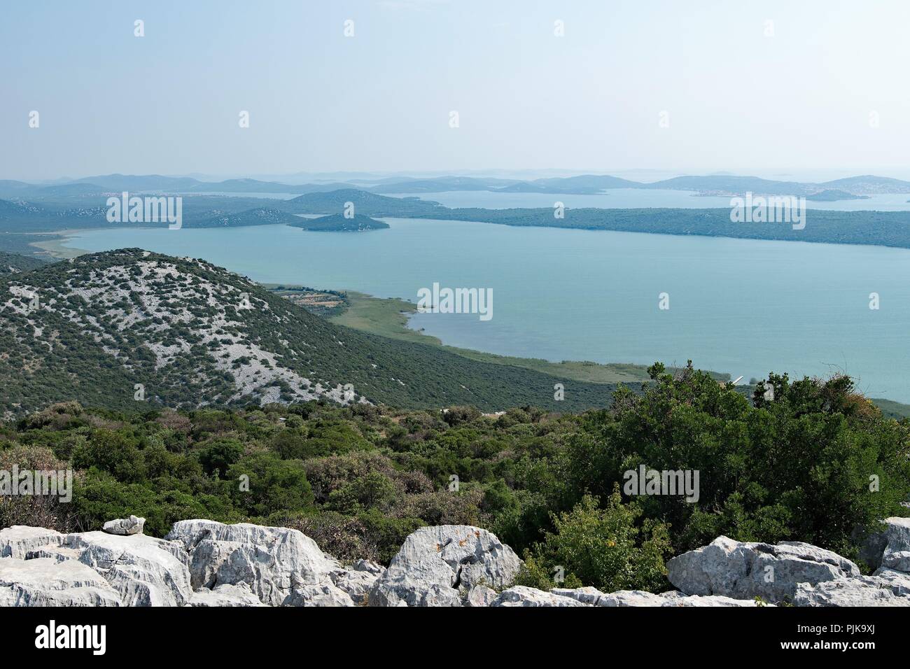 View of Vransko Jezero, the largest naturally occurring lake in Croatia. Stock Photo