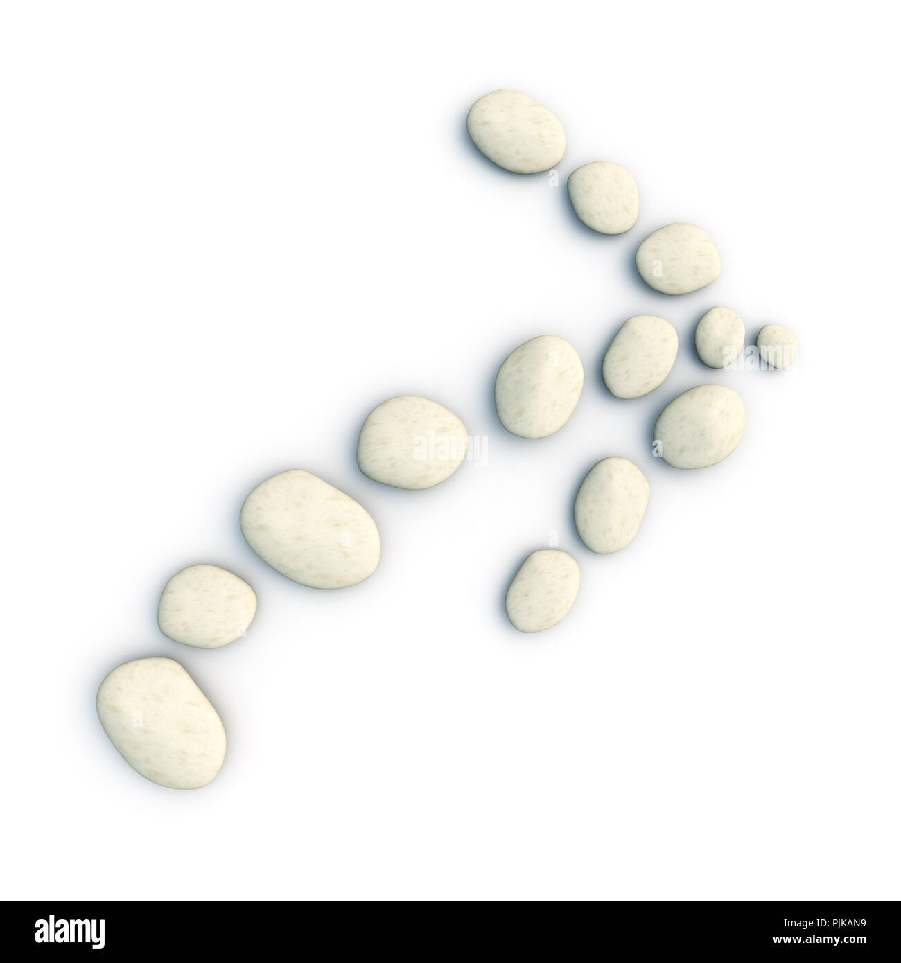 An image of a step stones arrow on white Stock Photo