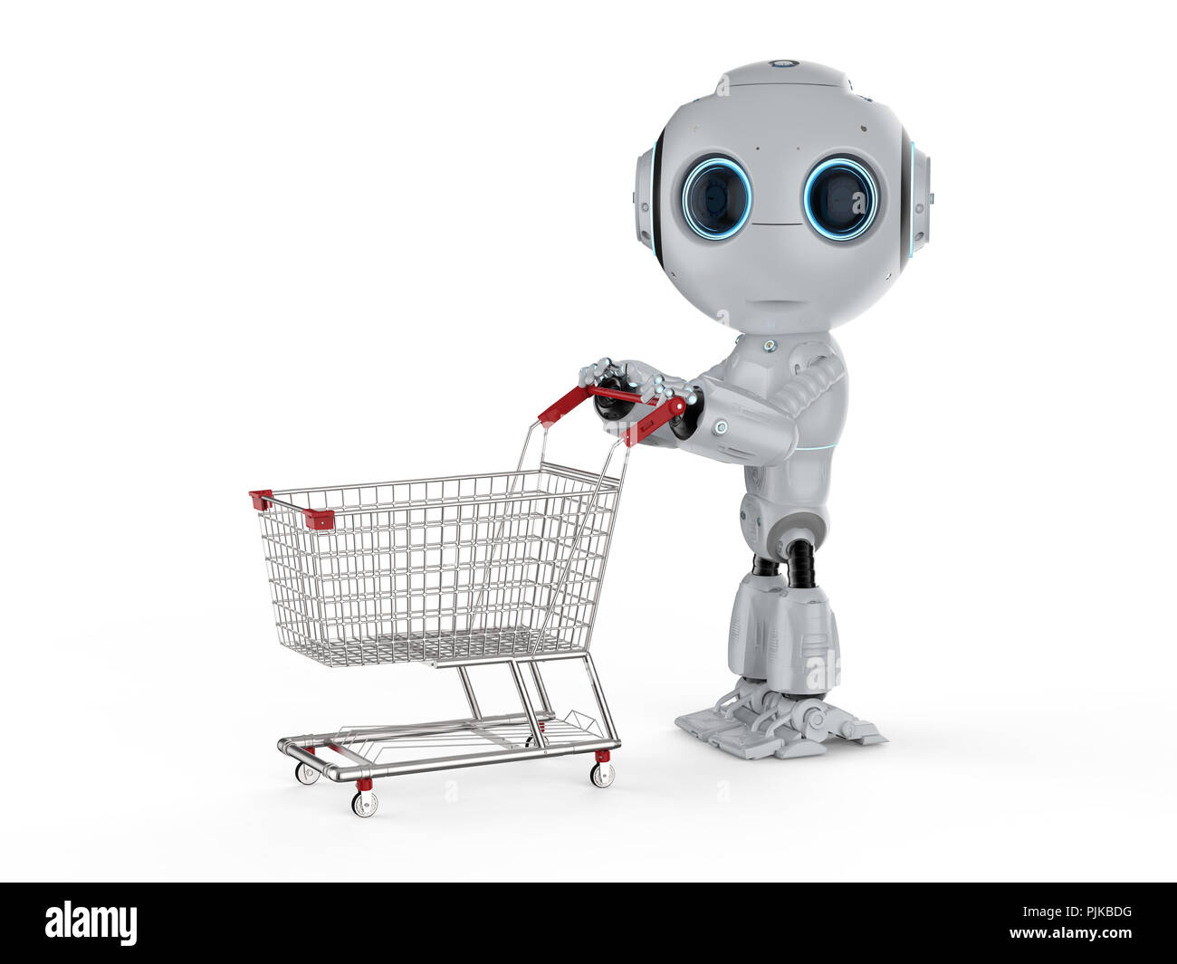 Online shopping concept with 3d rendering cute artificial intelligence robot  with shopping cart Stock Photo - Alamy