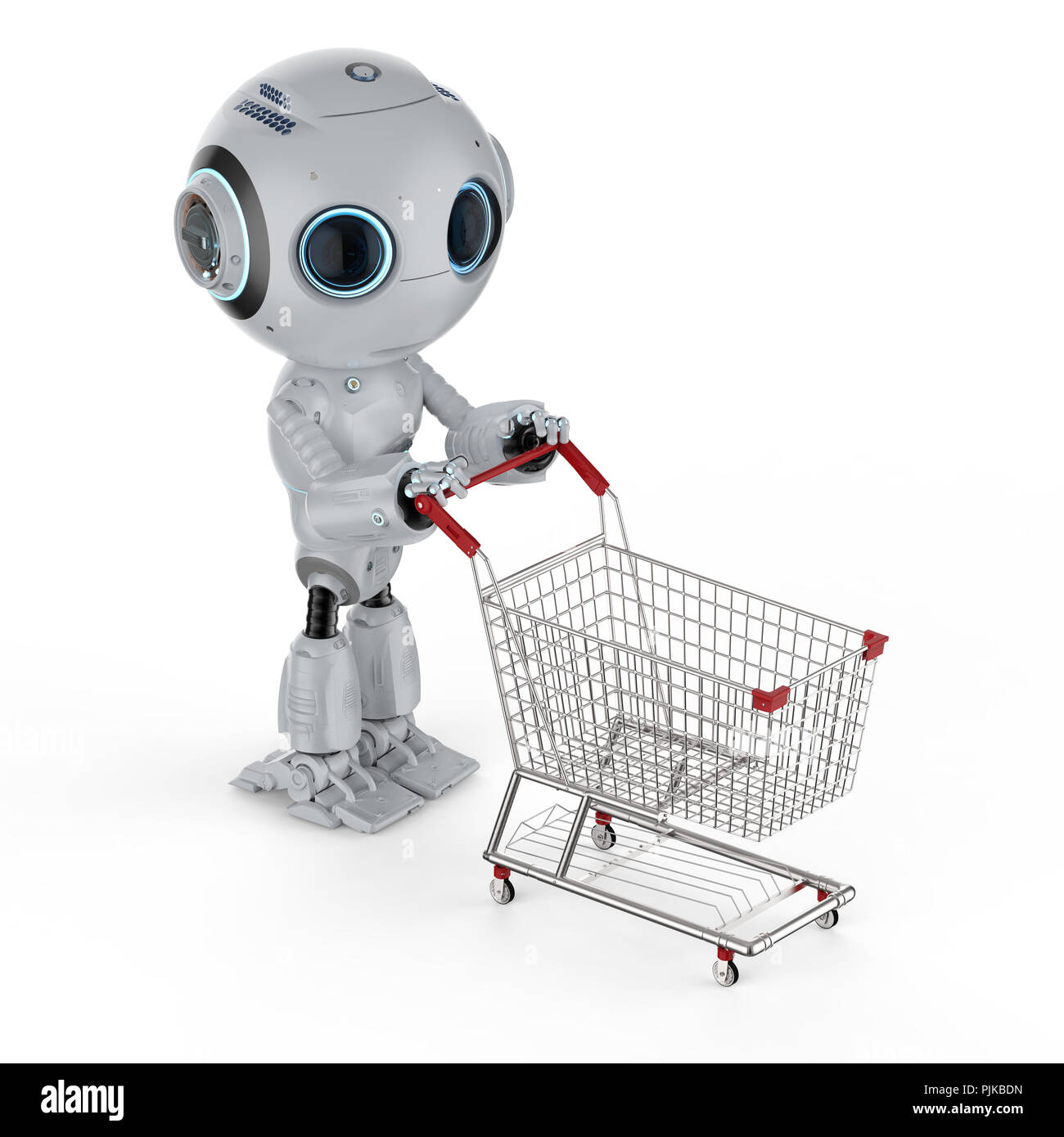 Online shopping concept with 3d rendering cute artificial intelligence robot  with shopping cart Stock Photo - Alamy
