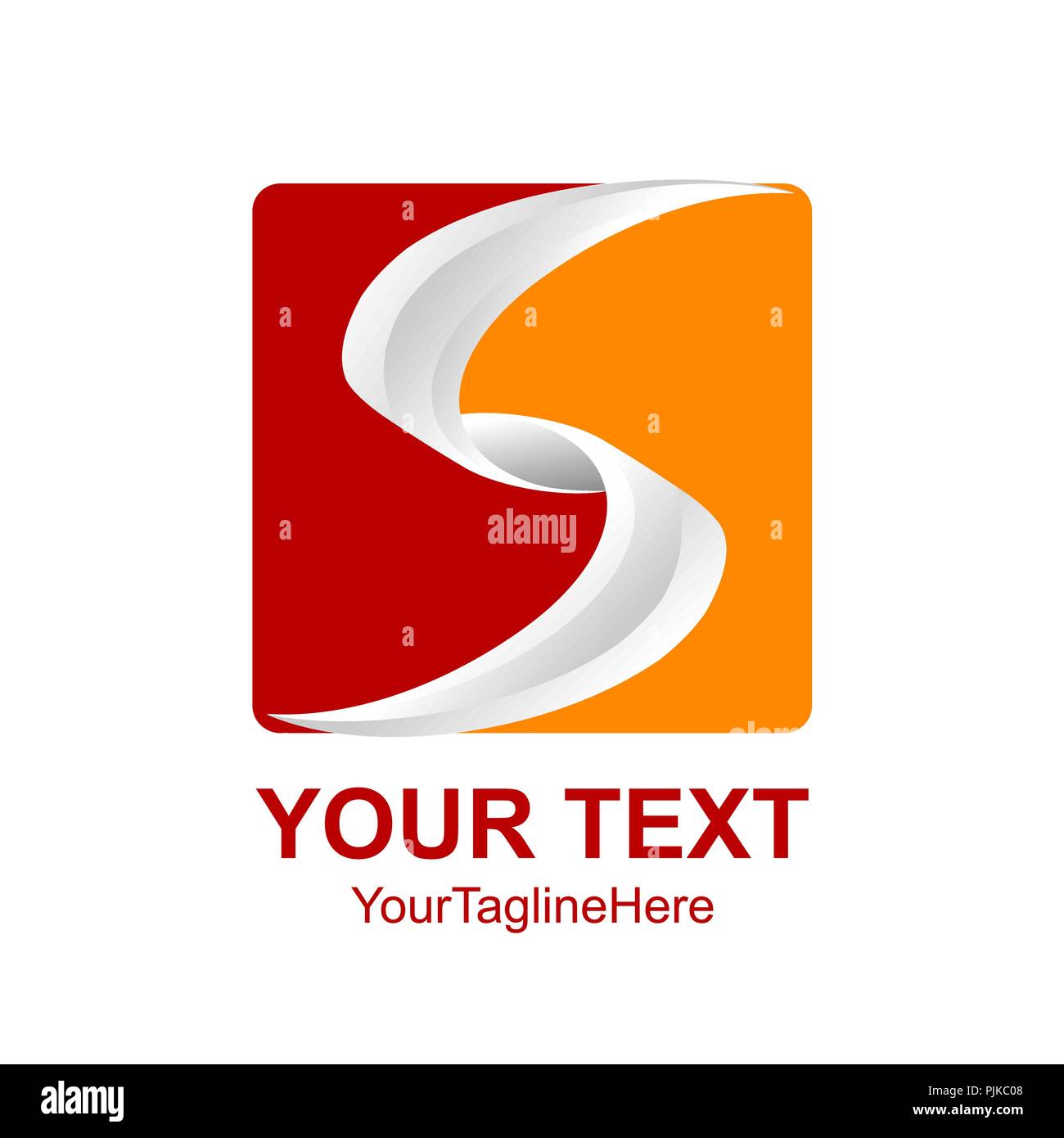 Letter S logo design template colored red yellow square swoosh design ...