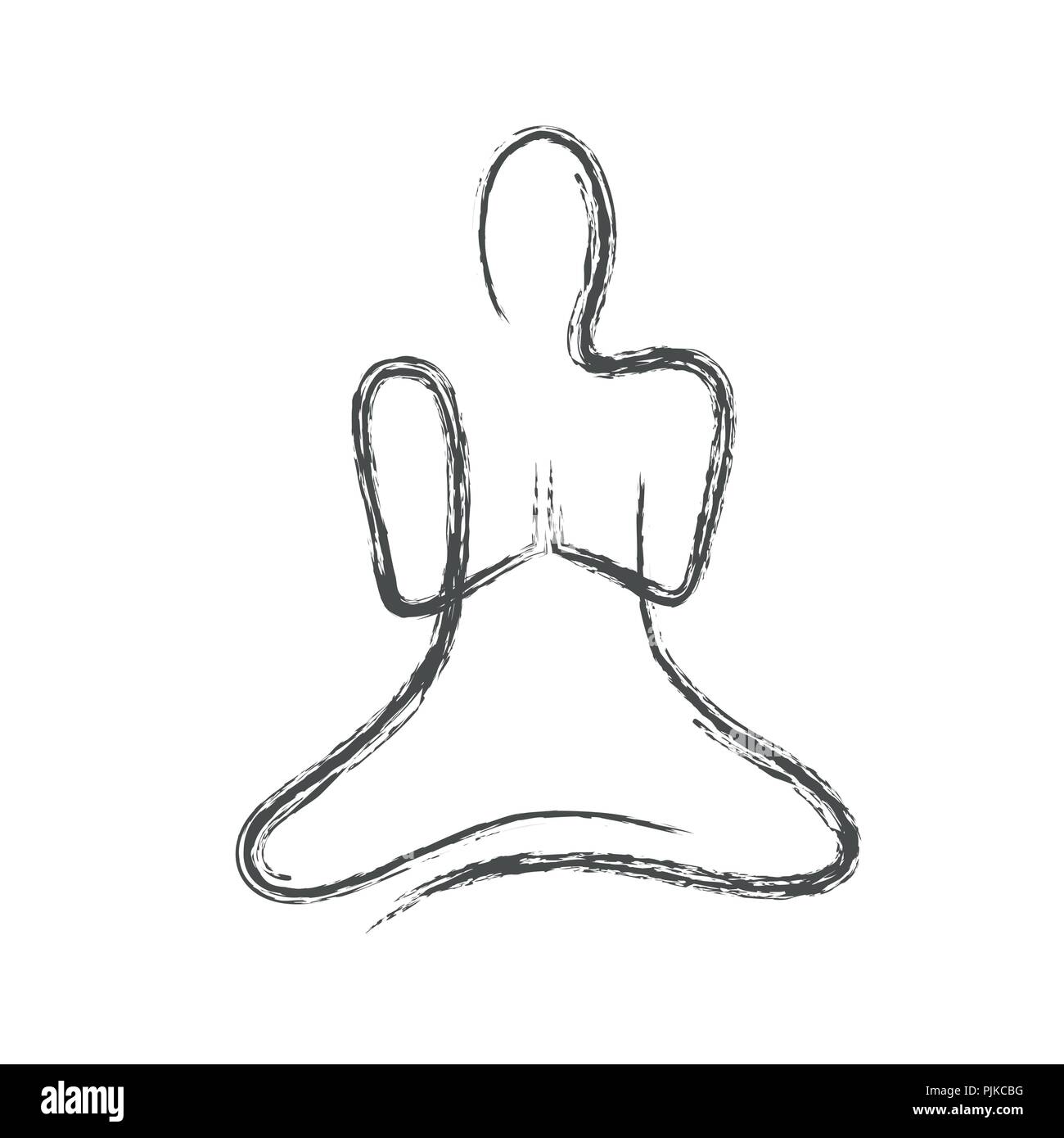 hand drawing person in meditation pose on white background vector