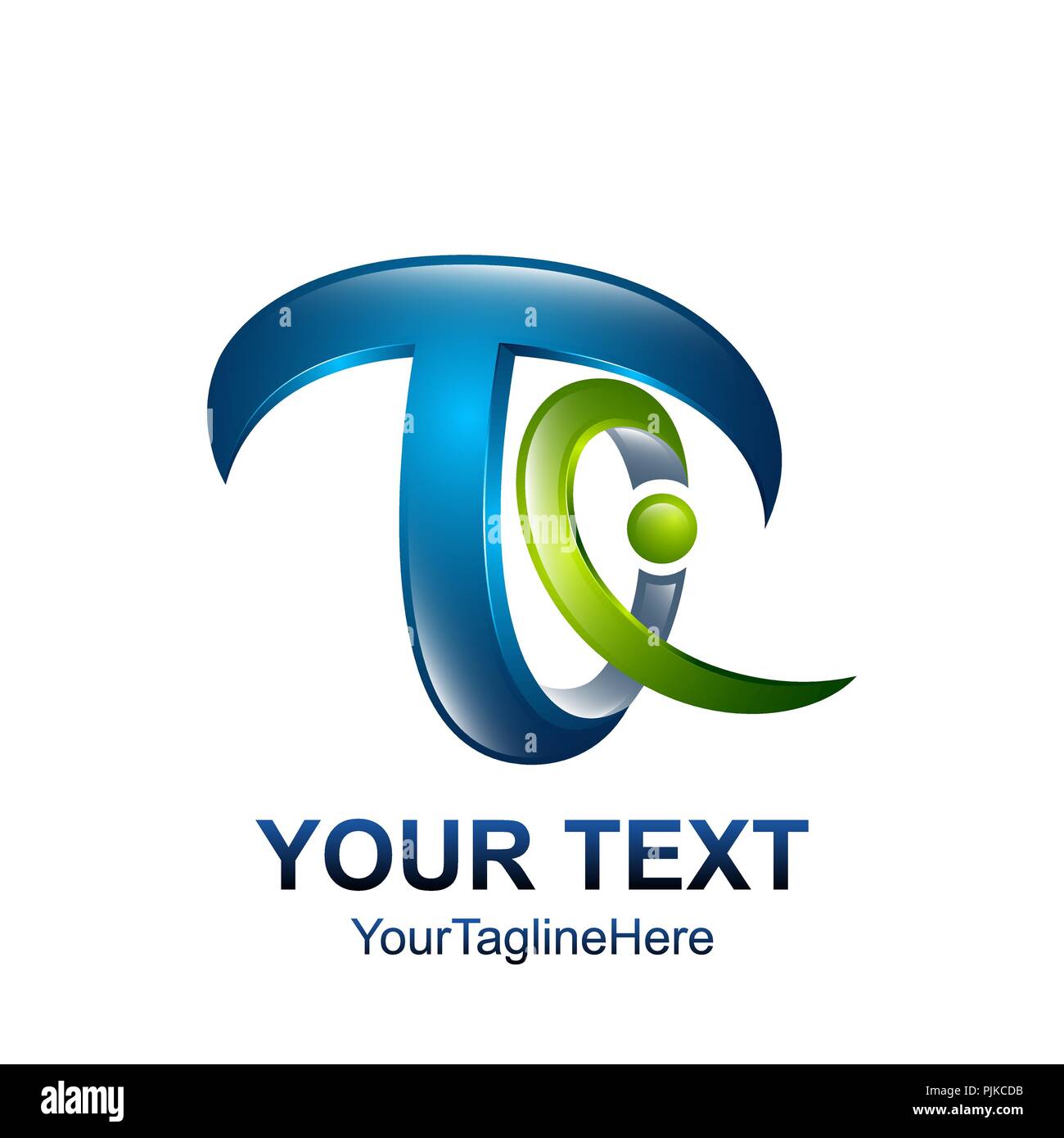 Initial letter T logo template colored green blue nature design for ...