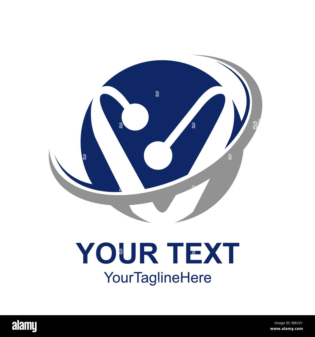 Initial letter V logo template colored blue grey circle swoosh design ...