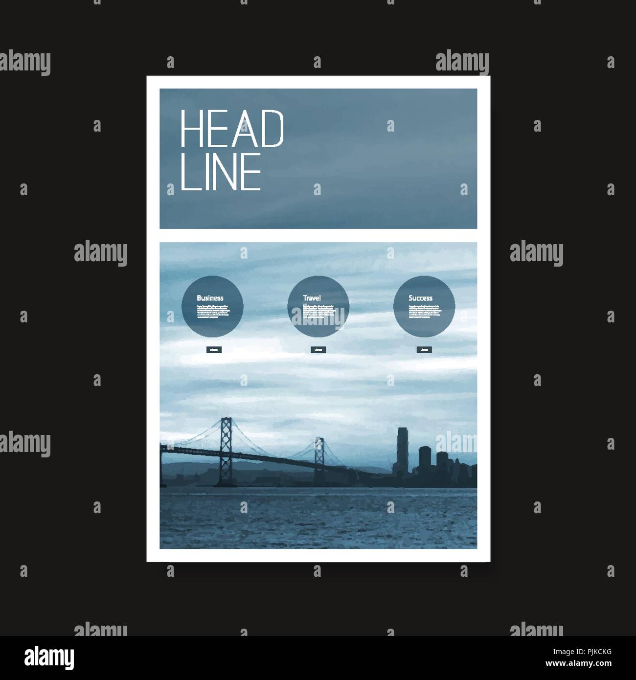 Flyer or Cover Design with San Francisco Bay View Colorful Modern