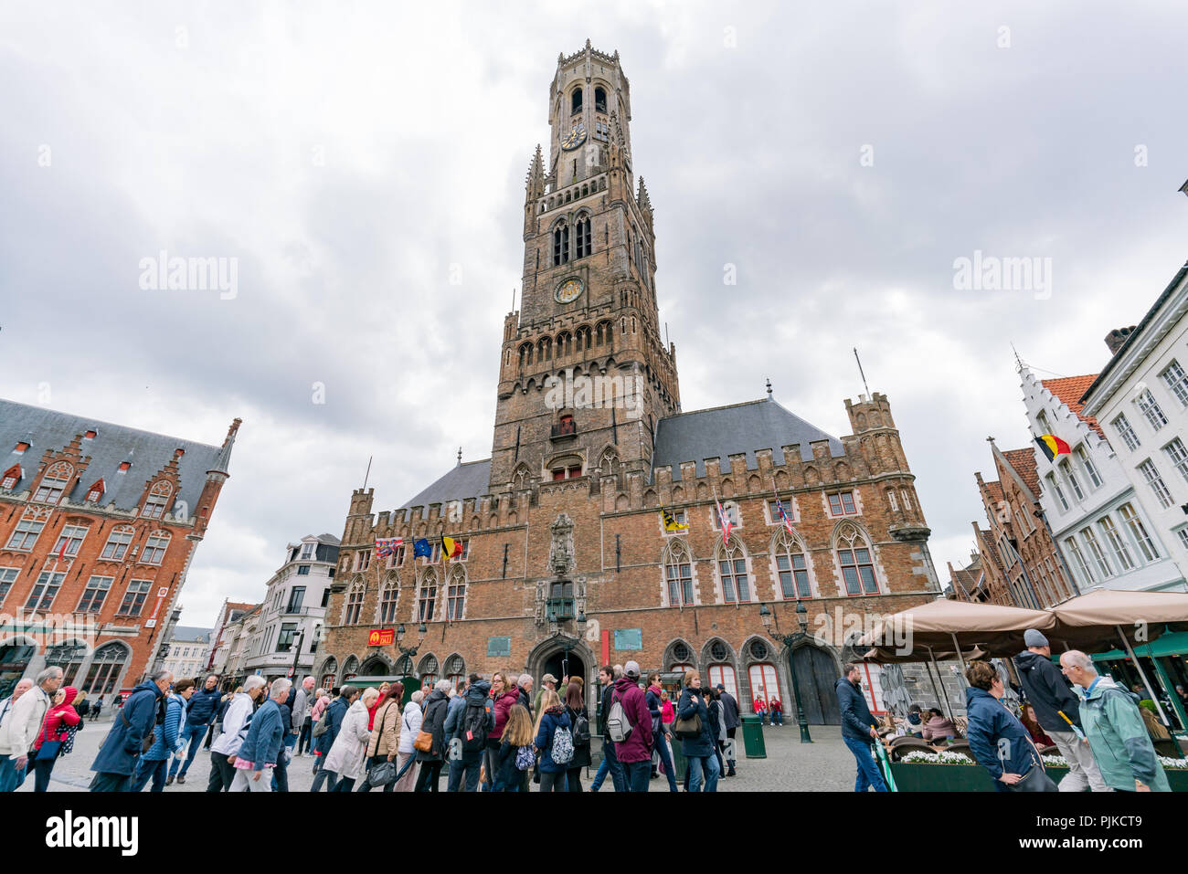 Brugge, APR 28: Exterior view of the Belfort van Brugge on APR 28, 2018 at Brugge, Beligum Stock Photo