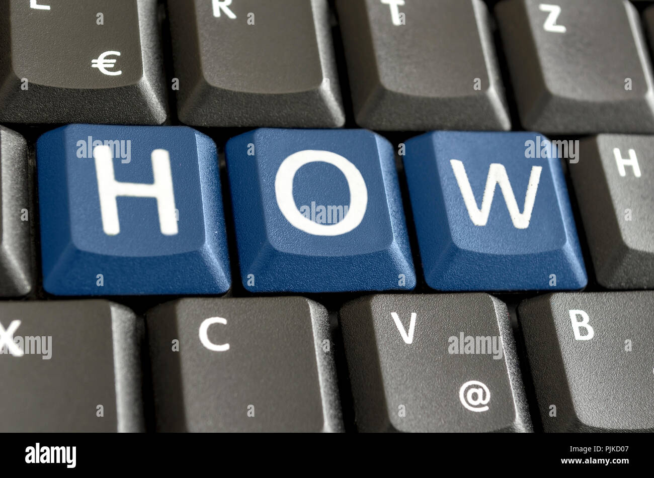 Word HOW written with blue keys on computer keyboard Stock Photo - Alamy