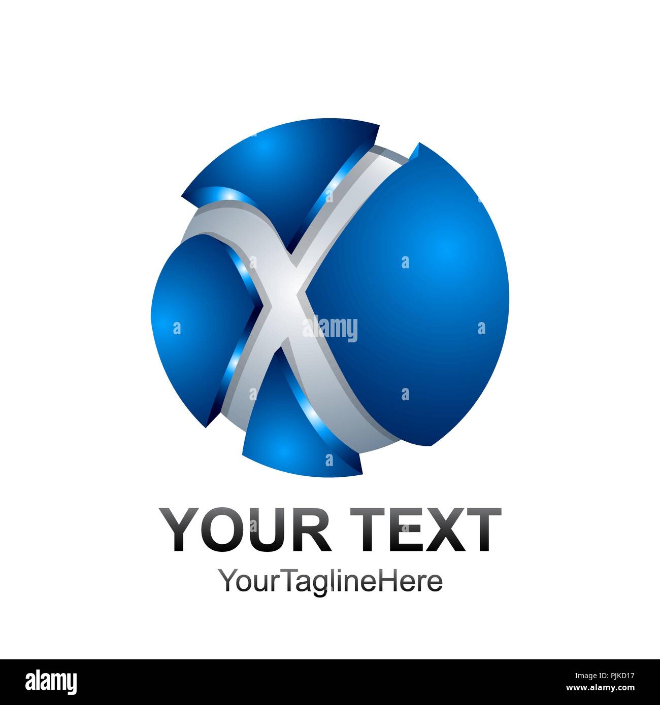 Initial letter X logo template colored silver blue 3d circle sphere design  for business and company identity Stock Vector Image \u0026 Art - Alamy, image size:1300x1390
